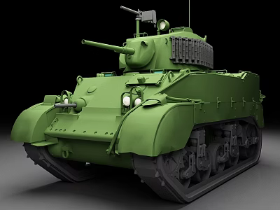 Green Military Tank With Turret Cannon Heavy Tracks And Detailed Exterior Design 3d model