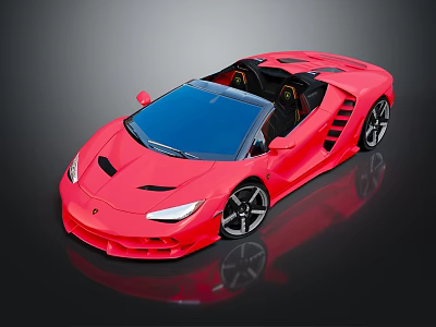 Red Convertible Sports Car With Sleek Exterior And Black Alloy Wheels 3d model