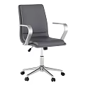 Modern Black Leather Office Chair with Silver Metal Armrests and Multiple Color Options