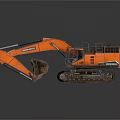 Orange Heavy Duty Construction Excavator With Large Bucket And Tracks