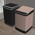 Black And Beige Top Load Washing Machines With Control Panel In Wooden Floor Room