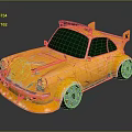 Yellow Cartoon Car With Green Windows Roof Lights White Graphics And Silver Wheels