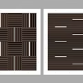 Modern Ceiling Panels With Grid Design Horizontal Stripes And Wooden White Frame 3d model