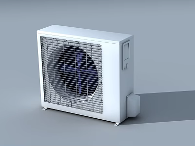 White Air Conditioner Fan With Protective Metal Grille And Modern Design 3d model