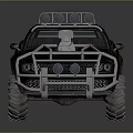 Black Modified Off Road Vehicle With Roof Lights Large Tires And Rugged Exterior Design