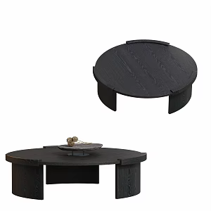 Modern Middle Ancient Solid Wood Round Coffee Table 3d model