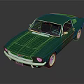 Shiny Green Vintage Sports Car with Classic Design on Dark Background and Reflection