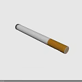 White Cigarette with Filter and Burned Tobacco End on Black Background