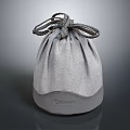Gray Suede Drawstring Bag With Custom Label And Minimal Design 3d model