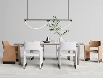 Modern Dining Table and Chair Combination 3d model