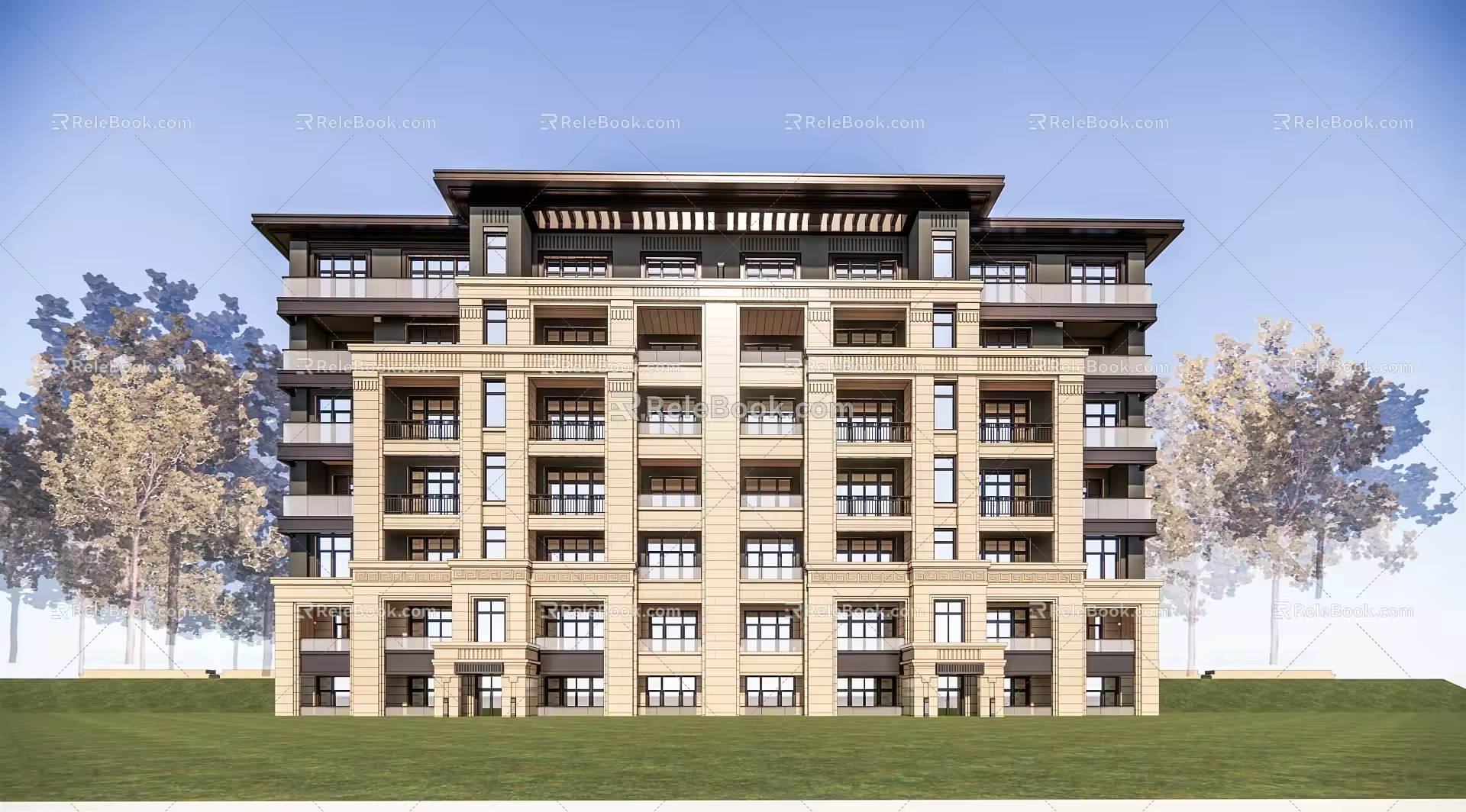 New Chinese-style Residential Building Classical Multi-storey Residence 3d model