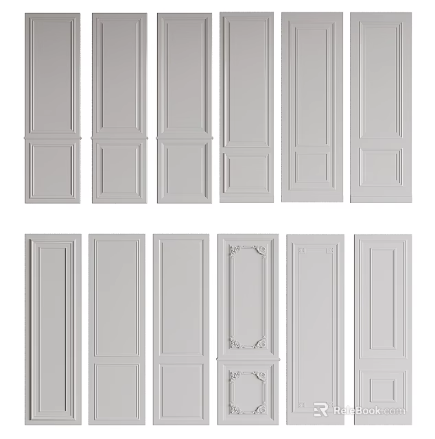 Variety Of Wainscoting Styles For Interior 3d model