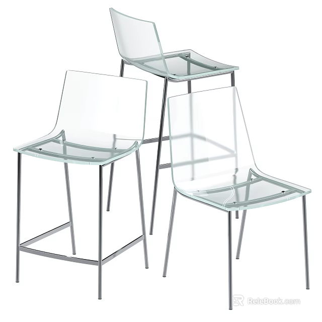 Clear Acrylic Chair With Sleek Metal Legs Modern Home Decor Furniture Design 3d model 