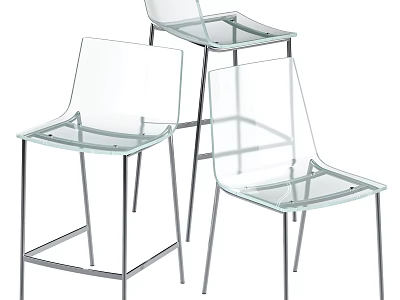 Clear Acrylic Chair With Sleek Metal Legs Modern Home Decor Furniture Design 3d model