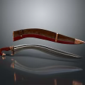Curved Weapon With Wooden Handle And Sharp Metal Blade Traditional Design