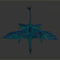 Blue And Teal Pterosaur Game Movie Character With Red Beak And Spread Wings