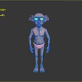 Animated Fantasy 3D Character With Big Eyes Large Ears And Slender Body Model