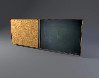 Wooden Framed Corkboard And Chalkboard Wall Hanging For Home Office Decor 3d model