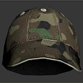 Camouflage Hat Featuring Brown Green Black Camo Pattern And Stitched Seams Design 3d model