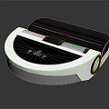 Sleek Modern White And Black Household Appliance With Round Wheels For Daily Use