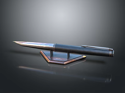 Sleek Fountain Pen as Essential Living Supply with Hexagonal Base and Elegant Design 3d model