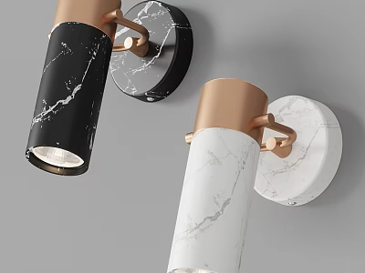 Modern Wall Lamps With Marble Texture And Copper Frame For Home Interior Lighting 3d model