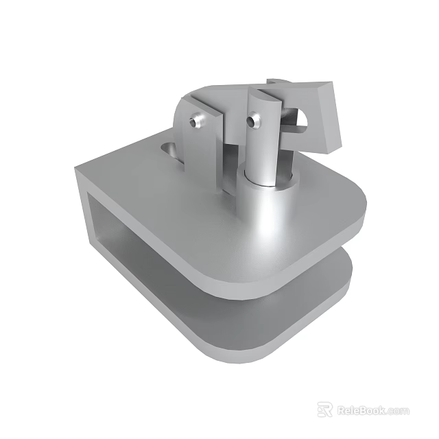 Silver Metal Mechanical Component With Base Vertical Posts And Connection Holes 3d model
