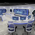 Modern Monitoring Room Control Center With Multiple Screens And Ergonomic Chairs