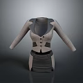 Women's Gray Beige Professional Blazer Skirt Set With Button Front Lapel Collar