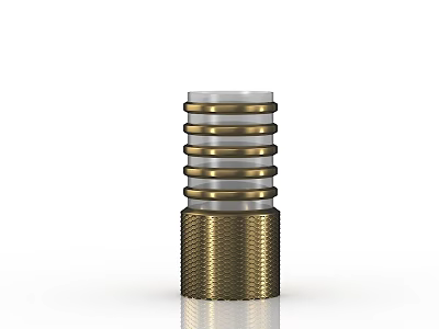 Metallic Cylinder Component With Gold Silver Rings And Textured Base 3d model