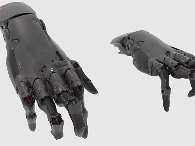 Black Mechanical Arm Decorative Ornament Set With Futuristic Tech Design Details 3d model