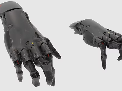 Black Mechanical Arm Decorative Ornament Set With Futuristic Tech Design Details 3d model