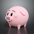 Cute Pink Piggy Bank With Smiling Face Blush Cheeks And Round Shape For Kids Saving