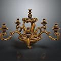 Golden Classic Chandelier with Intricate Ornate Details and Candelabra Style Arms