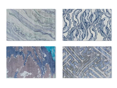 Modern square carpet blue abstract carpet combination 3d model