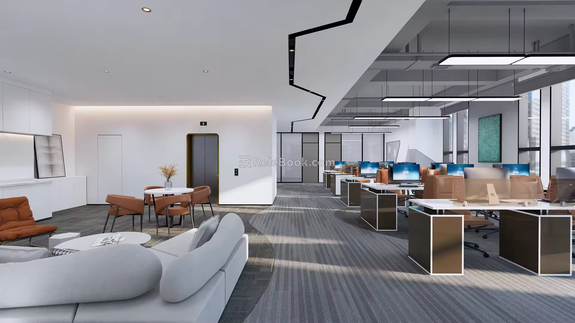 Modern public office area 3d model