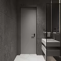 Modern Hotel Bathroom Interior With Dark Gray Walls White Toilet And Shower Fixture