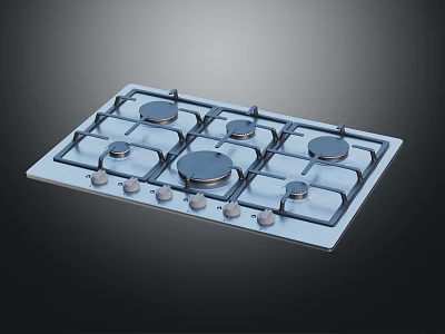 Modern Gas Stove With Multiple Burners And Control Knobs For Home Use 3d model