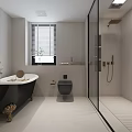 Minimalist Modern Bathroom With Clawfoot Tub And Glass Shower