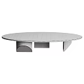 Modern Coffee Table With Textured Glass Top And Metal Base In Round Oval Shapes