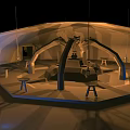 Cartoon Cave Scene With Yellow Light Crystal Rock Formations And Geometric Stone Blocks