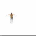 Man in Yellow Hoodie White Pants and Green Shoes With Arms Outstretched Against Gray Background