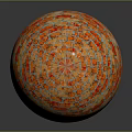 Brick Sphere Crafted From Orange Red Bricks With Gray Mortar And Shiny Finish
