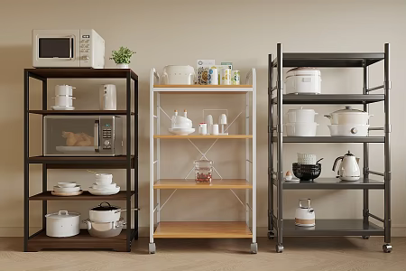 Modern Kitchen Rack Kitchen Supplies Microwave Oven Pot Oven 3d model