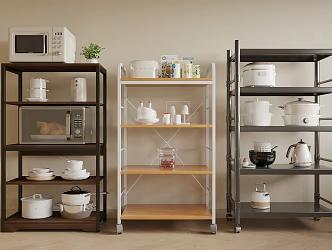 Modern Kitchen Rack Kitchen Supplies Microwave Oven Pot Oven 3d model