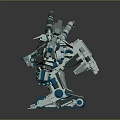 Mechanical Creature Robot Design With Multiple Arms Blue White Color Detailed Structure And Antenna