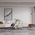 Modern Living Room Interior With White Sofa Coffee Table Wall Art And Floor Lamp