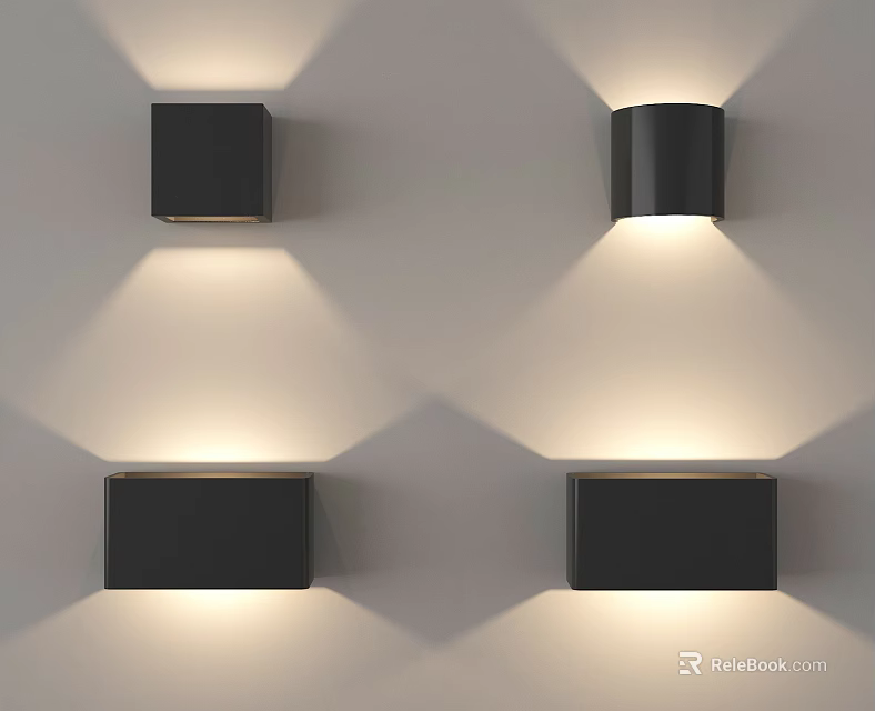 Modern Black Wall Lamps With Soft Lighting And Symmetric Design 3d model 