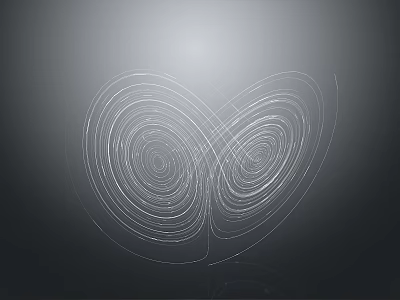 Abstract Heart Shaped Design With Two Symmetrical White Spiral Lines On Gray Gradient Background 3d model