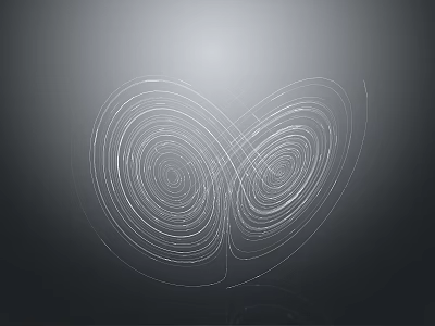 Abstract Heart Shaped Design With Two Symmetrical White Spiral Lines On Gray Gradient Background 3d model